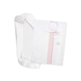 Vitt och rosa sängkläder för bärsäng, 1 underlakan, 1 överlakan med Aida-bandbroderi och 1 örngott, 100 % bomull, tillverkad i Italien Naty Shop Täcken och täcken Rosa