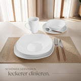 tectake® 12-personers servisset, 100-delat porslinsservis, inklusive 12 tallrikar, 12 desserttallrikar, 12 middagstallrikar, 12 koppar, 12 spannmålsskålar, salladsskål, mjölkkanna, sockerskål