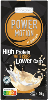 frankonia CHOCOLAT POWER MOTION utan tillsatt socker - Krisig vit choklad med högt protein- och låg kolhydrathalt, 90 g