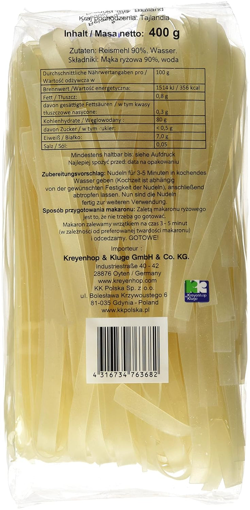Risnudlar - thailändska, 10 mm breda risnudlar, gjorda av rismjöl - 17 x 400 g