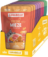 Sanabelle Freshe Mieze - Mixtray | 10 x 100g Mixpack | 4 läckra sorter av kattmat att prova | Ångad våt kattmat, precis som nykokt