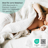 MAKIAN Muslin Squares, paket med 10, 80x80 cm, Oeko-TEX® Standard 100 Certified, 10 Premium Burp-dukar - Dubbelvävda tygrutor / Muslin Squares, Kokbeständig - Vit
