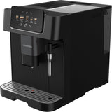 GRUNDIG KVA 6230 helautomatisk espressomaskin med mjölkskummare, rostfri kvarn med 13 malningsinställningar, bönbehållare 250 g, avtagbar vattentank 2 liter, pumptryck 19 bar, pekskärm, svart
