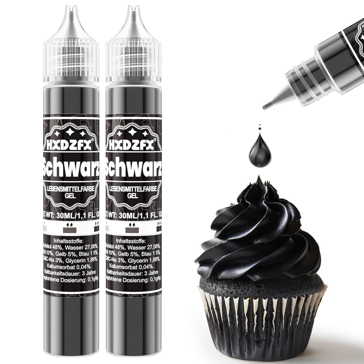 Gel matfärg - HXDZFX 2×30ml, sockerfri matfärg, högkoncentrerad, för dekoration av kakor, vit fondant, makroner, kakor, bakning, påskägg, slem (druvor lila)