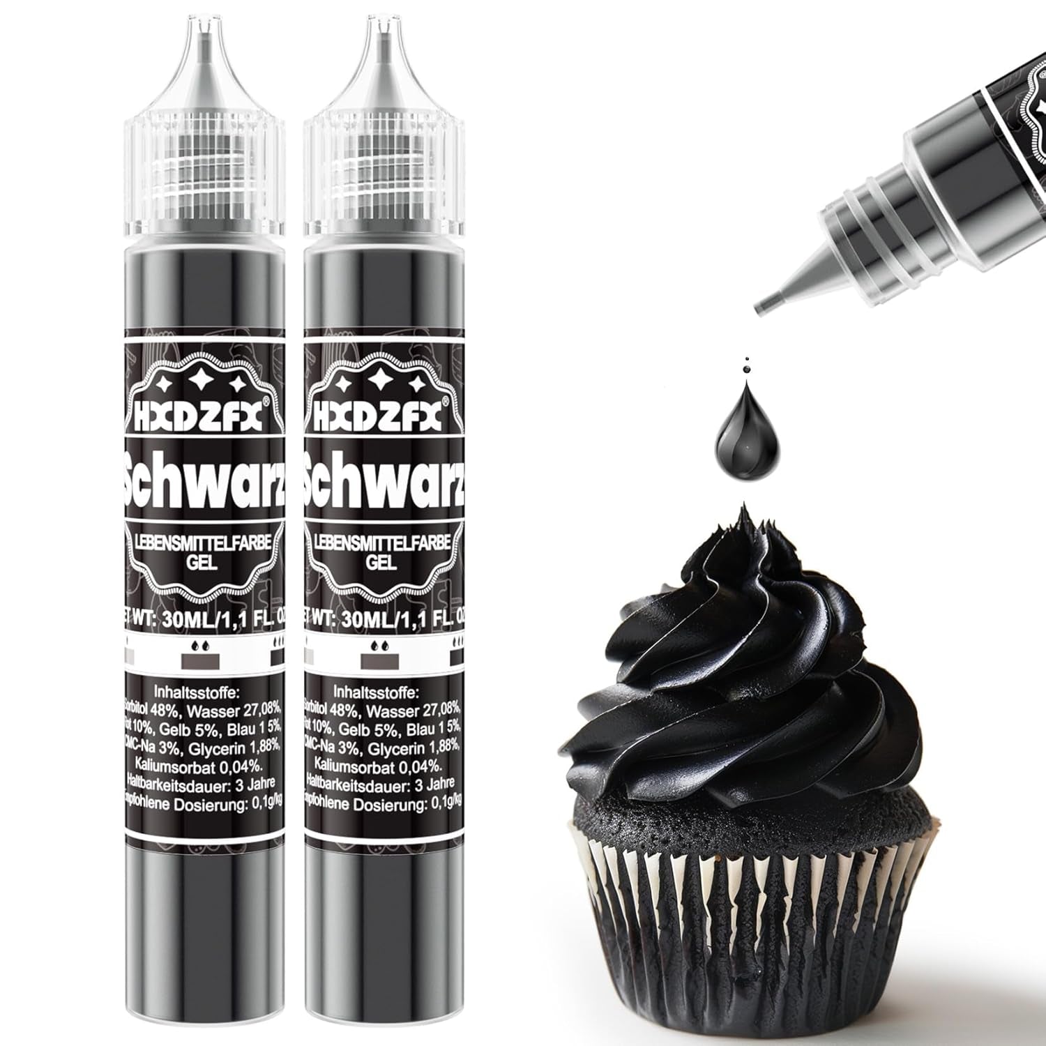 Gel matfärg - HXDZFX 2×30ml, sockerfri matfärg, högkoncentrerad, för dekoration av kakor, vit fondant, makroner, kakor, bakning, påskägg, slem (druvor lila)