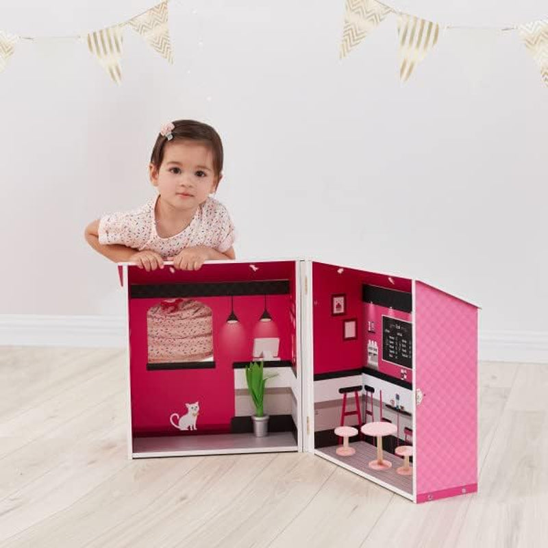Teamson Kids - Dreamland City Café Dollhouse 30cm - Rosa/Vit/Svart