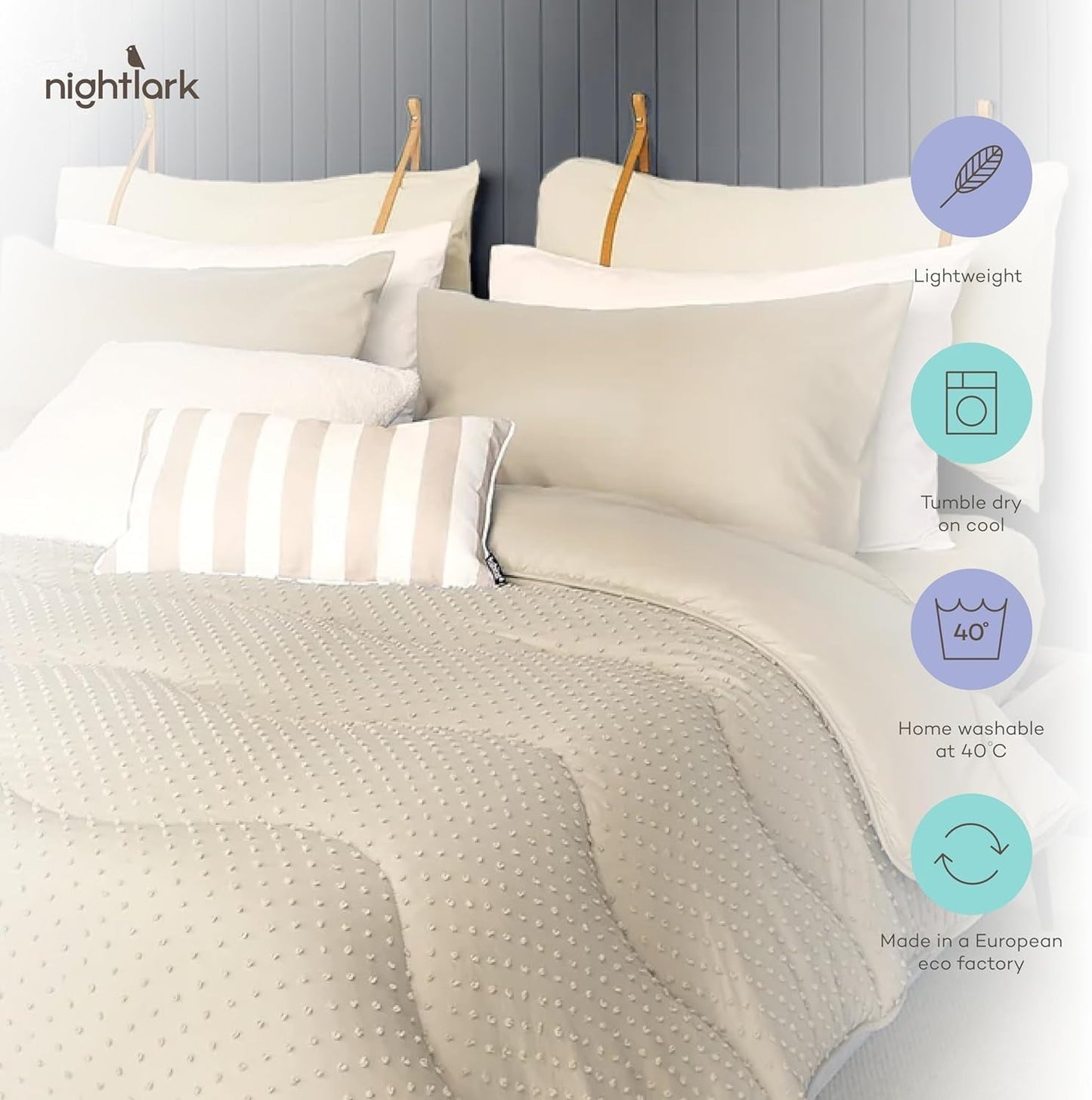 Night Lark Täcken utan överdrag, 4,5 Tog, King Size, Tufted Dot Collection, Lyxiga sängkläder, Allergivänligt, Maskintvättbar, varma sandtäcken & täcken Naty Shop
