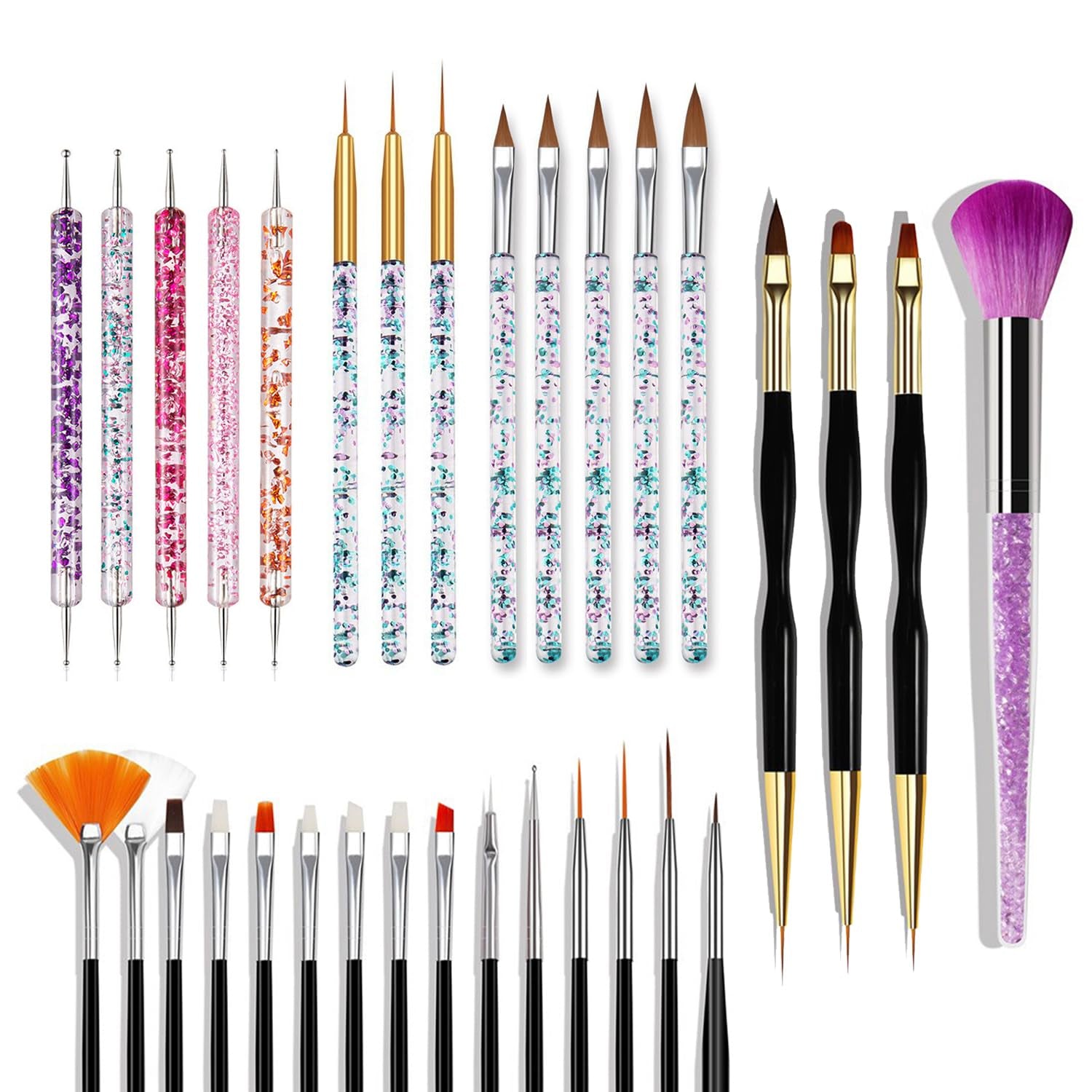 Nail Art Pinsel Set, 20st Nageldesign Malerei Pinsel, Professionelle Nail Art Design Pinsel, Nail Fine Liner Pinsel, Rosa