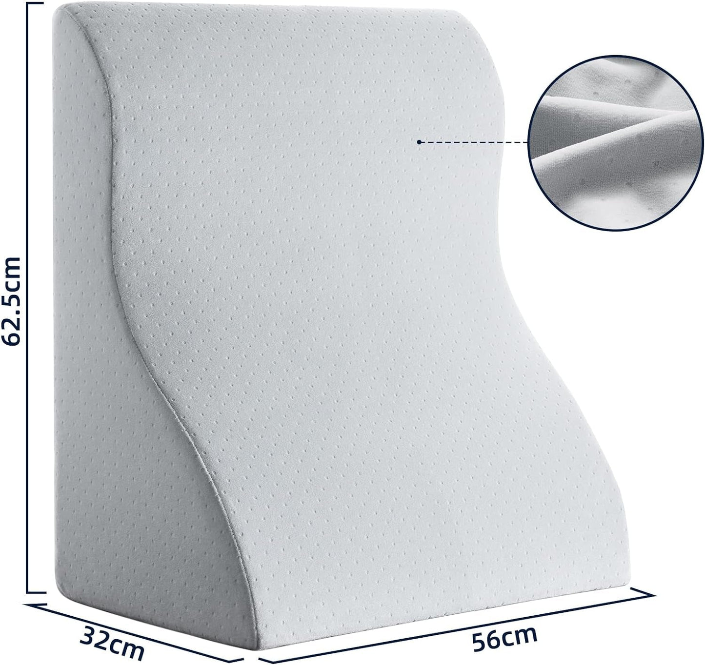 Läskudde för säng och soffa - Memory Foam fjäderkudde - Ergonomisk ryggkudde - Perfekt för att stödja ryggen medan du kopplar av, spelar, läser eller tittar på TV - Bred