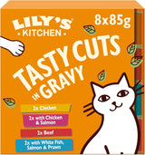 Lily's Kitchen blöt mat för vuxna katter, gjord med naturliga ingredienser, läckra bitar i sås, multipack, 8 lådor x 85 g