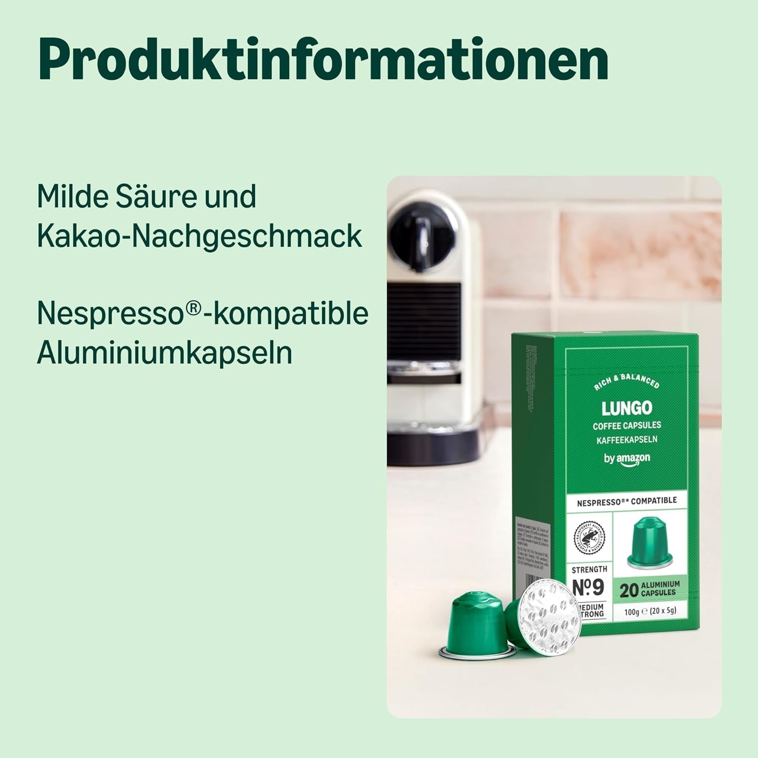 av Amazon Lungo Aluminium-Kaffeekapseln, kompatibel med Nespresso, mittelgeröstet, 100 Stück (5 Packungen mit je 20 Stück) – Rainforest Alliance zertifiziert