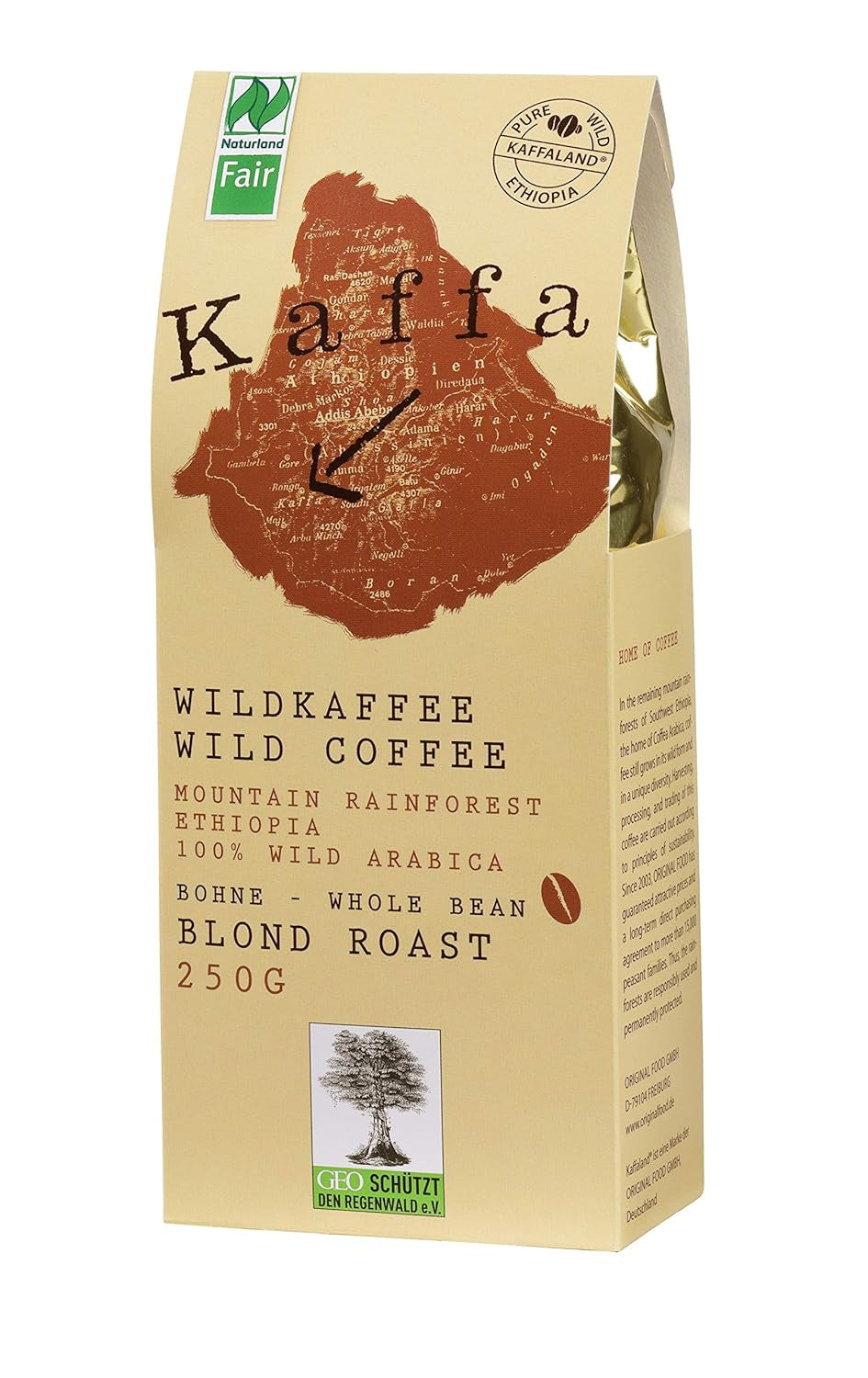 Vildkaffe "Kaffa", lätta, hela bönor (250 g) - Ekologiskt