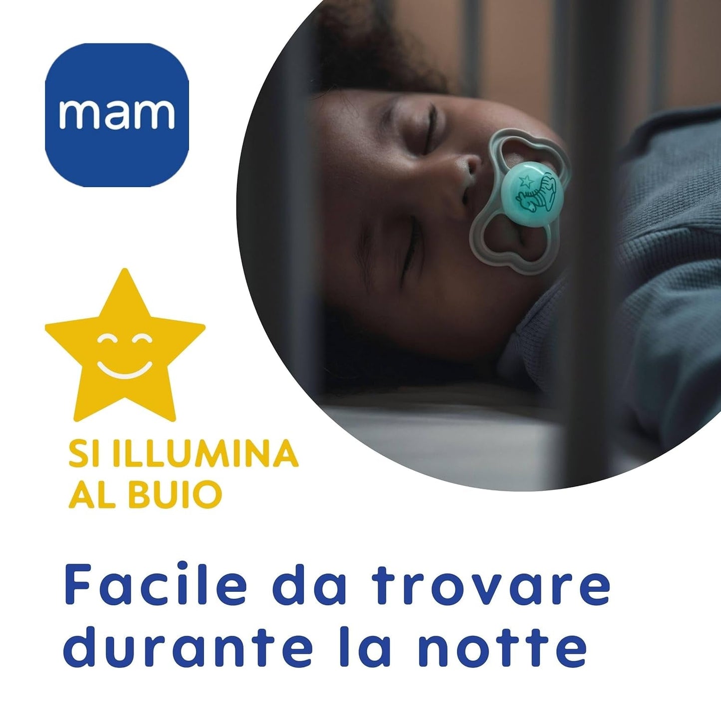 MAM Air Nattnapp 6-16 månader (2-pack) MAM-napp 6-16 månader, glöd i mörkret för känslig hud, babytillbehör 2-pack med silikonnapp och napphållare, neutral/grön