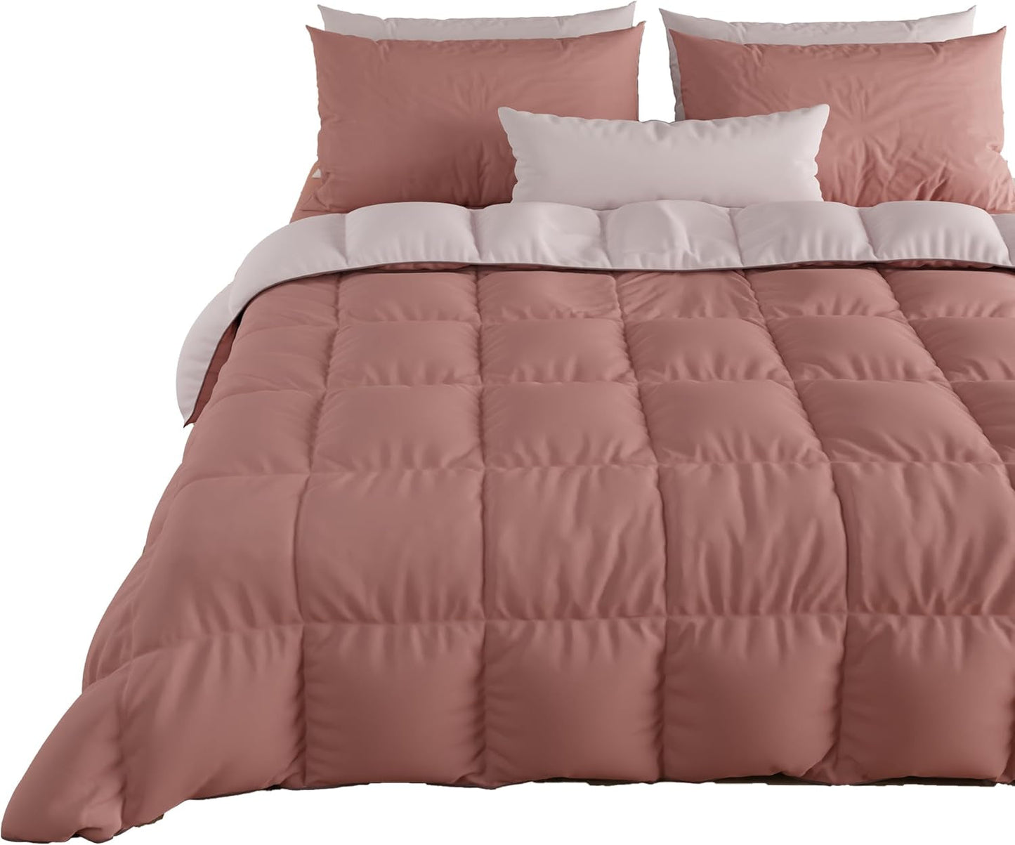 PETTI Artigiani Italiani - Vintertäcke för dubbelsäng, maxi, monokrom, dubbelsidig, vit, grå, 100% Made in Italy Täcken och täcken Naty Shop Powder Matrimonial Standard (240X260 Cm)