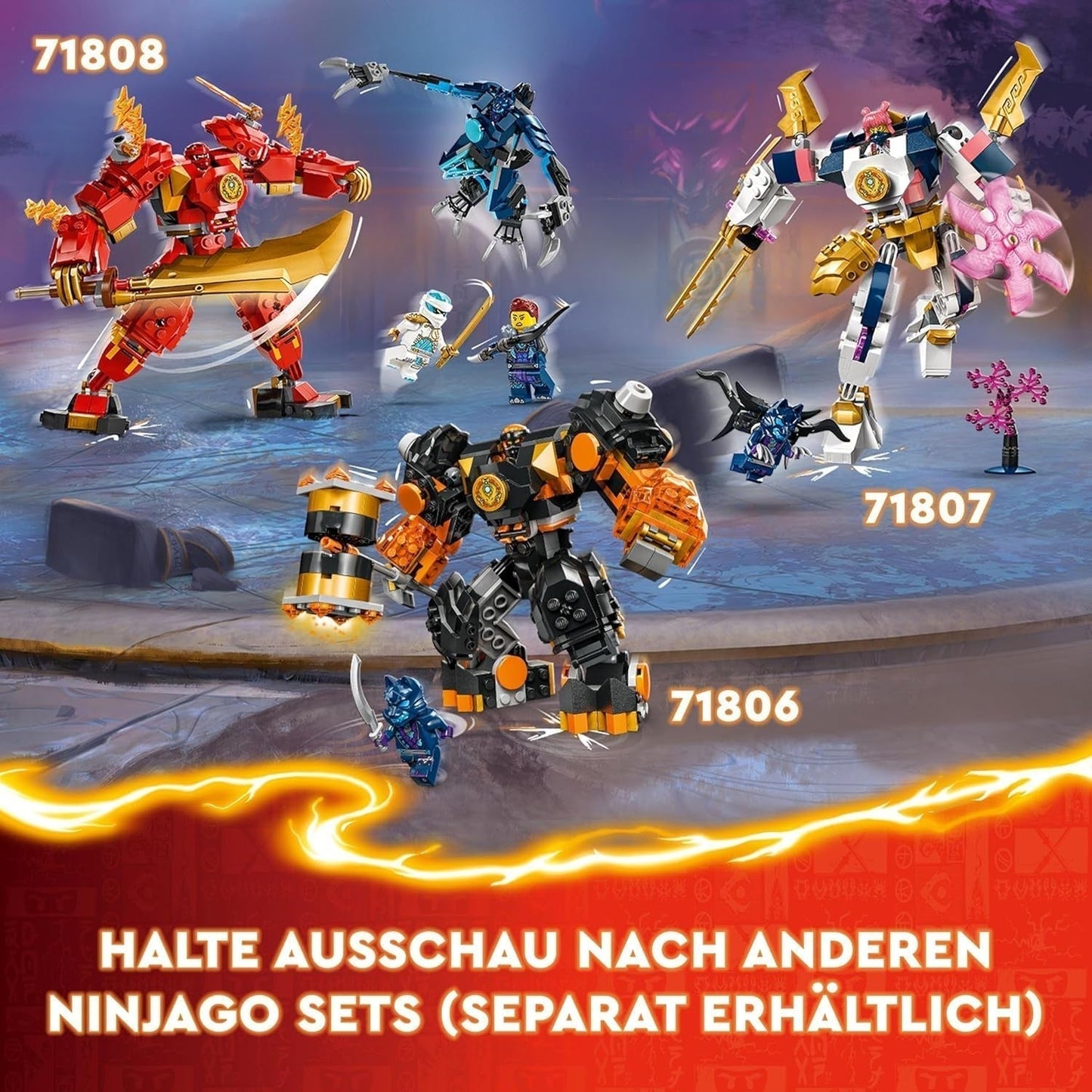 LEGO NINJAGO Kai's Fire Mech actionfigurleksak för barn med anpassningsbar röd mekfigur Ninjaset 4 figurer inklusive Kai och Zane Present för 7-åriga pojkar och flickor 71808 Byggset Beuche den LEGO-Store