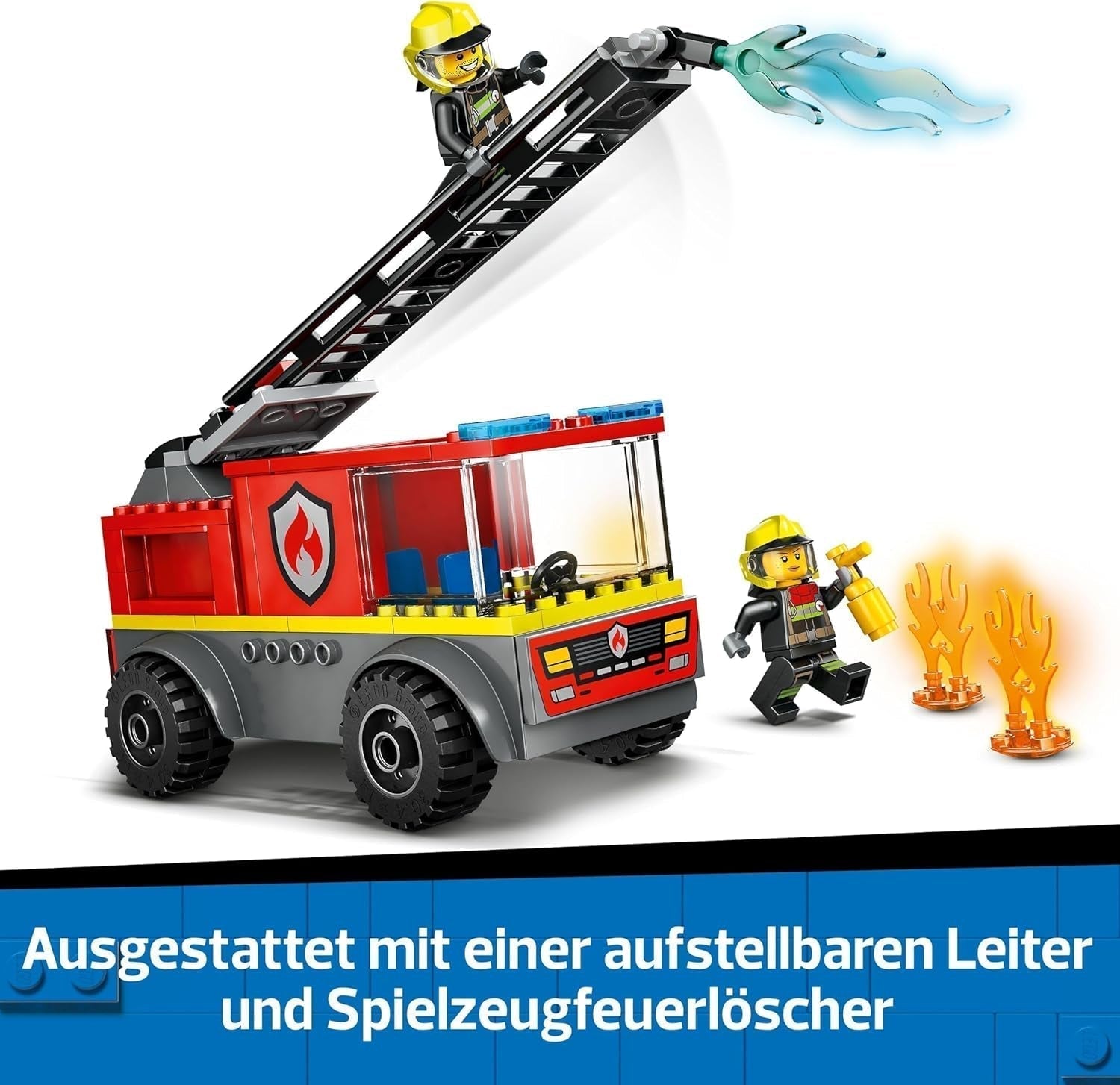 LEGO City Fire Ladder Truck - Leksaksbrandbil med 2 brandmansminifigurer för pojkar och flickor från 4 år - pedagogisk leksak - present till förskolebarn 60463 Byggset Besuche den LEGO-Store