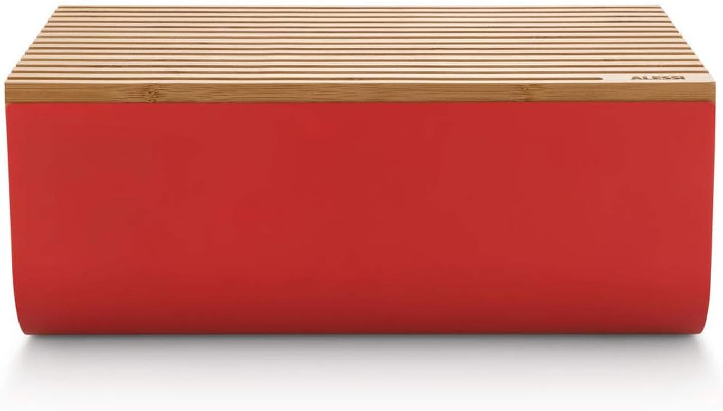Alessi Mattina BG03 R - Rostfri brödkorg med epoxiharts och bambuträ, röd Matförvaringslådor Naty Shop