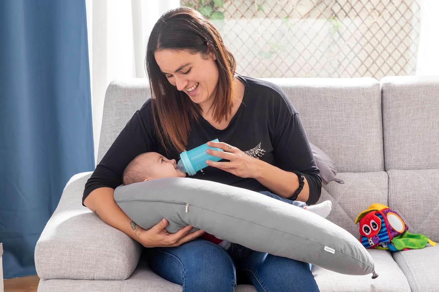 Innovagoods - Multifunktionell amningskudde, Ergonomisk design för avkoppling av mor och barn, Justerbar för olika positioner, Tvättbar, Färgad, Polycotton Accessoarer Mat och Amning Baby Naty Shop