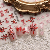 JMEOWIO Nagelsticker Bunte Herz Schleife 6 Blad Nagelkonstklistermärke Selbstklebend Nagelaufkleber Dekoration Nageldesign Zubehör