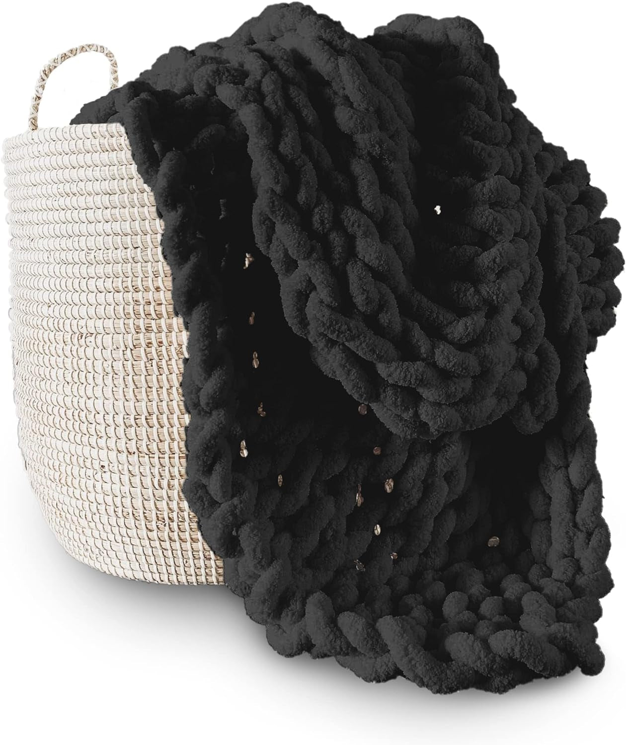 Chunky stickad filt, kast, 100% handstickad med jumbo chenillegarn (127 X 152,4 Cm, lila grå) Sängar och täcken Adyrescia Raven black 50 "X60"