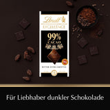 Lindt EXCELLENCE 99% Kakao - Edelbitter-choklad | 50 G Tafel | Extra Kräftige Bitter-choklad | Intensifier Kakao-Geschmack | Mörk choklad | Vegansk Schokolade | Schokoladengeschenk Naty Shop