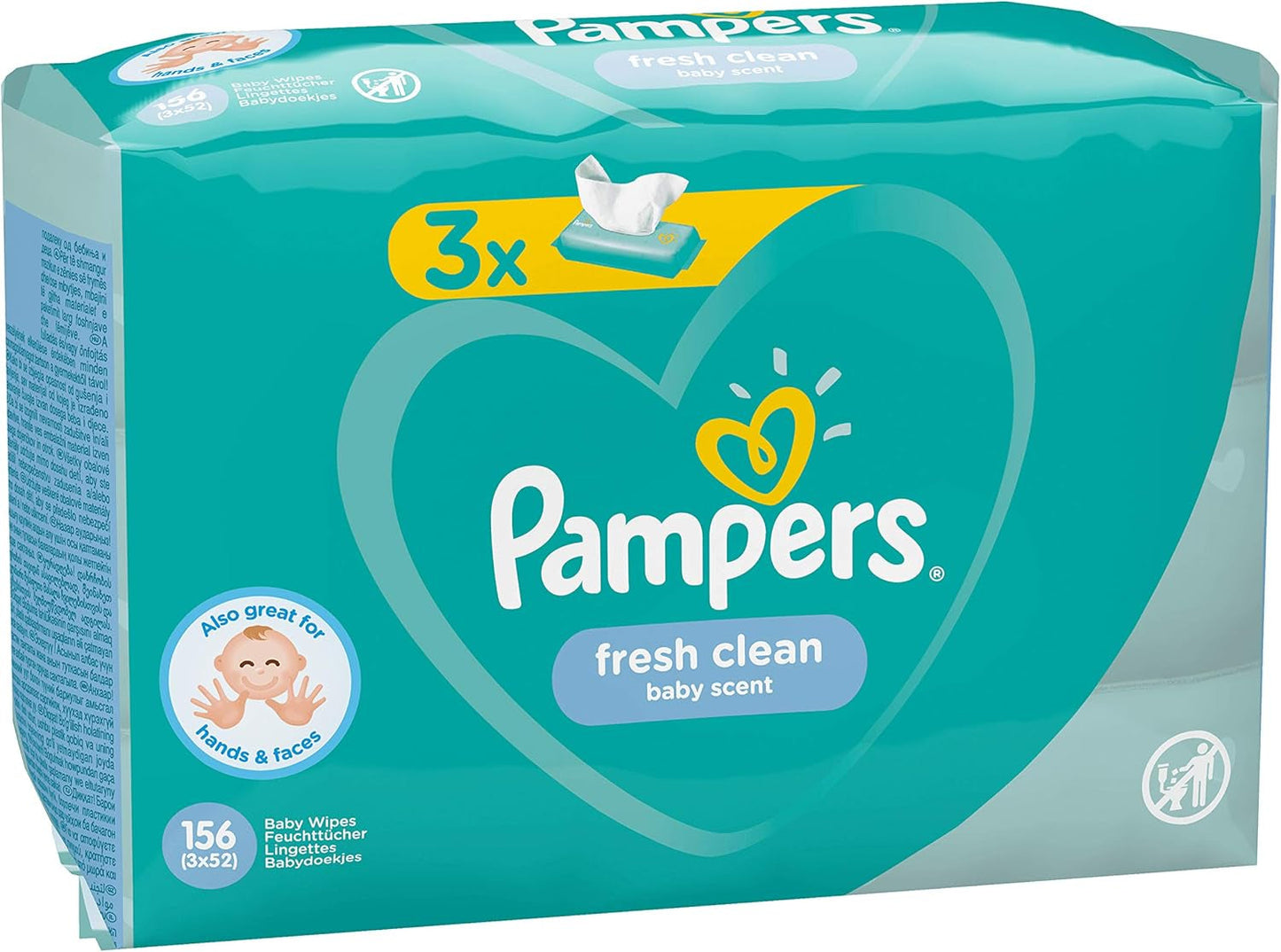 Pampers Fresh Clean Baby Wipes 81688041, 3x52 delar, (babyservetter, plastpåse, flicka/pojke, turkos, vit, Tyskland, 896,7 g)