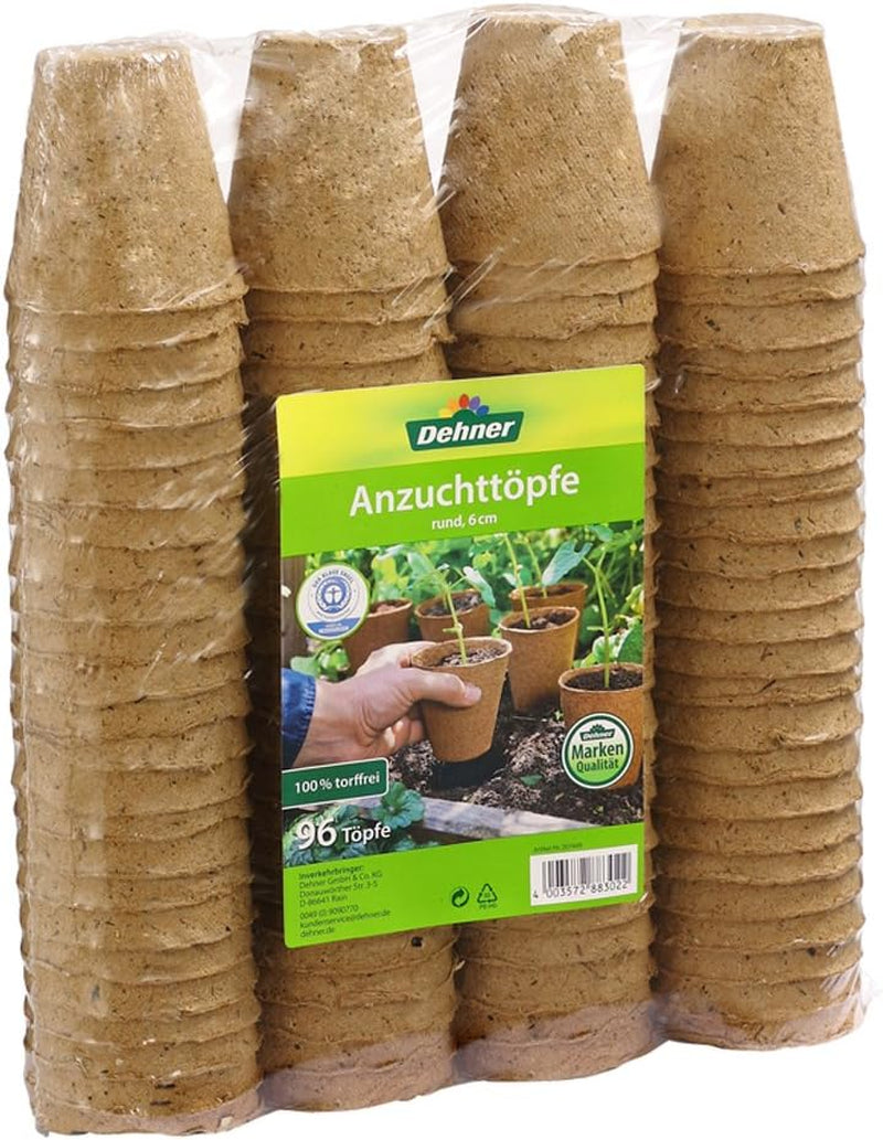 Dehner krukor för plantor, runda, Ø 6 cm, 96 st, bruna