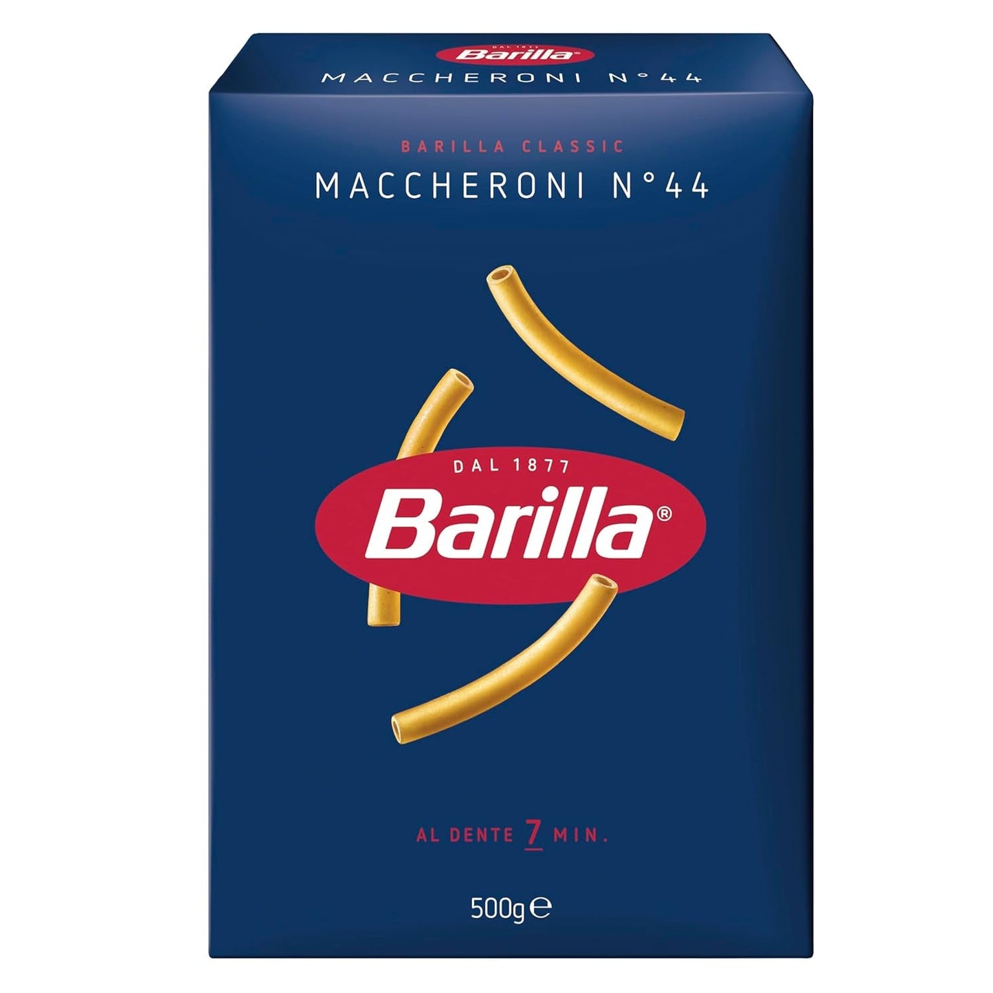 Pasta Barilla Classic Maccheroni nr. 44 av högkvalitativt durumvete, alltid al dente, 500g