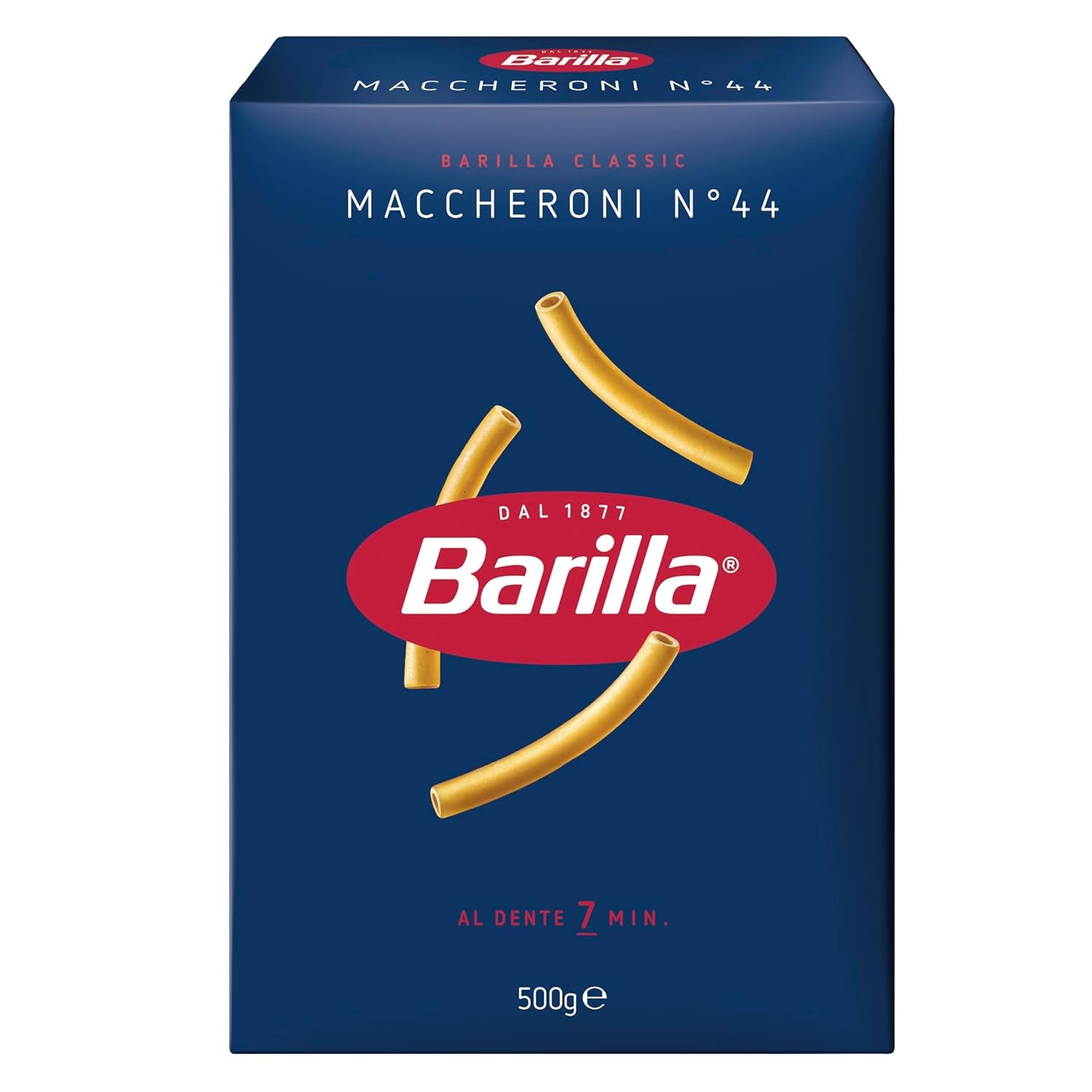 Pasta Barilla Classic Maccheroni nr. 44 av högkvalitativt durumvete, alltid al dente, 500g