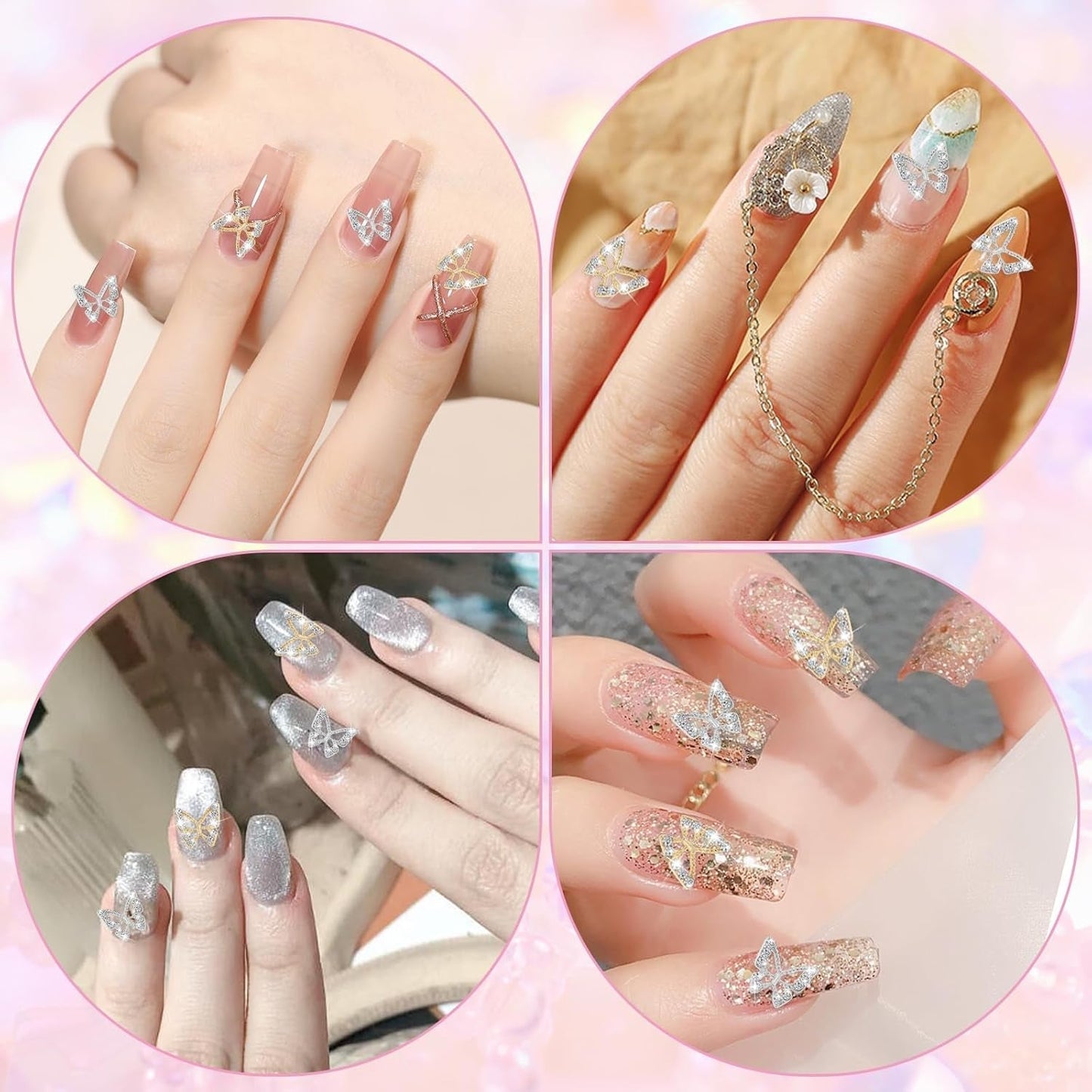 20st Glitter Butterfly Nail Charms, Nail Art Strass, Nagelstenar, Butterfly Nail Art, Strass, Alla hjärtans dag Nagelberlocker, Gör-det-själv-mobilfodraldekoration