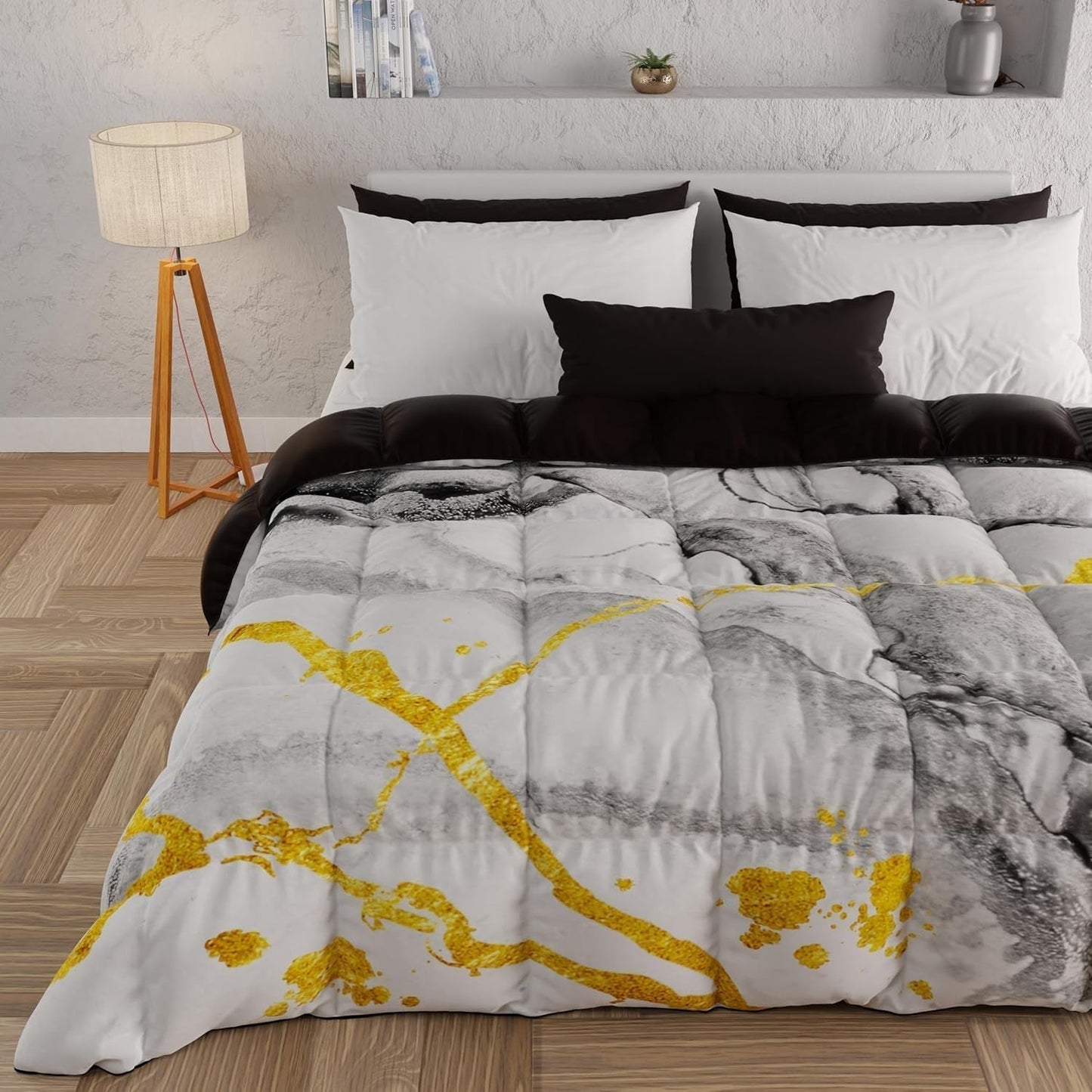 PETTI Artigiani Italiani - Vintertäcke, Vintertäcke, Enkelt täcke, Dubbelsidigt, Enfärgat och digitalt tryck, 100 % hypoallergen mikrofiber, Tillverkad i Italien