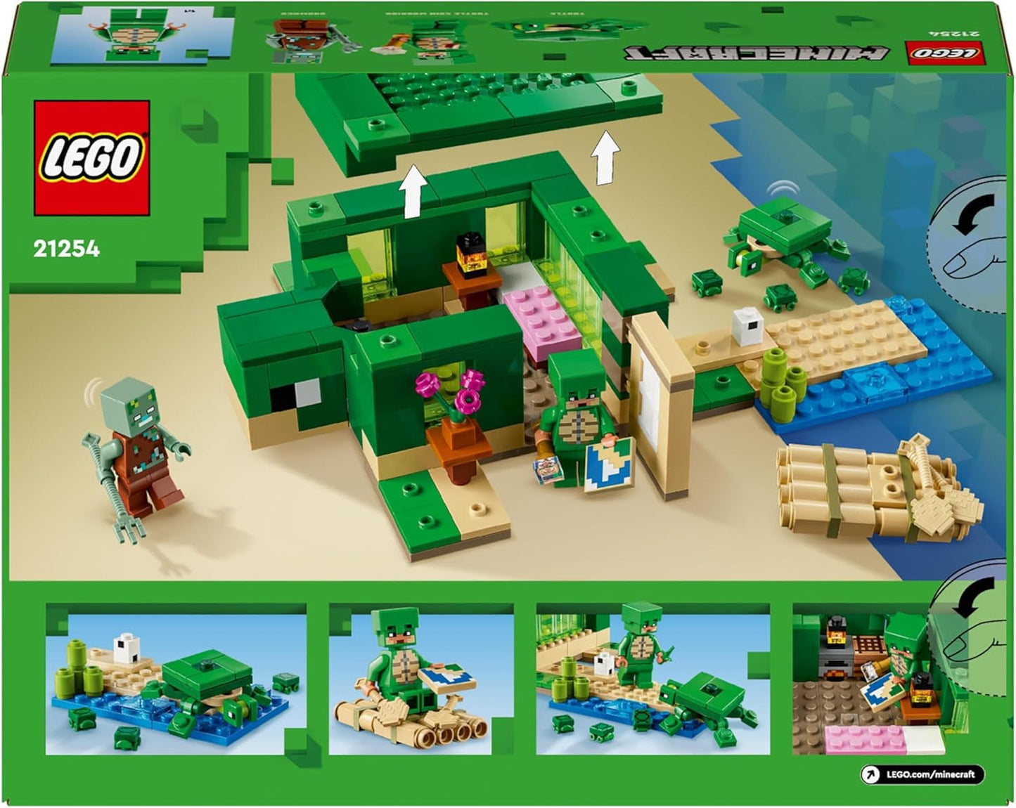 LEGO Minecraft The Turtle Beach House Leksakshus med tillbehör för flickor och pojkar från 8 år, set med djur och karaktärer från videospelet, present till spelare 21254 Byggset Besuche den LEGO-Store
