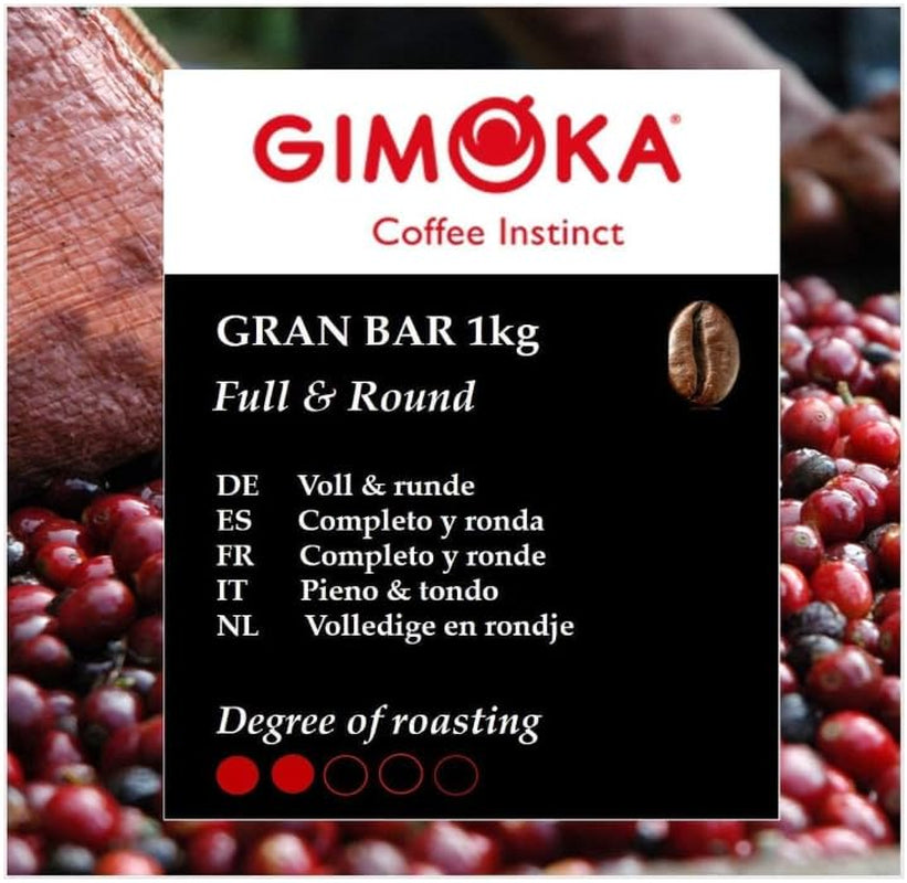 Gimoka Gran Bar kaffebönor, rika och krämiga, 1 kg, 10-pack, + nyckelring