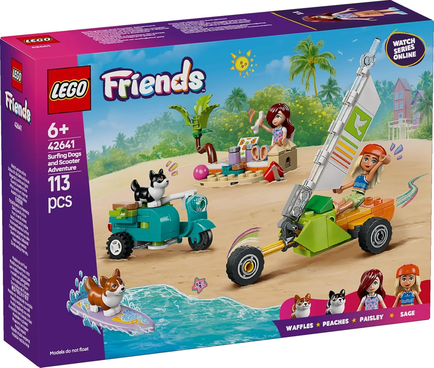 LEGO Friends Beach Adventure med hundar Byggleksak för flickor 6 år gamla djurlekset med 2 minifigurer och 2 corgifigurer Kreativa barngåva Surfbräda Äventyrsbyggset 42641 Byggset Besuche den LEGO-Store
