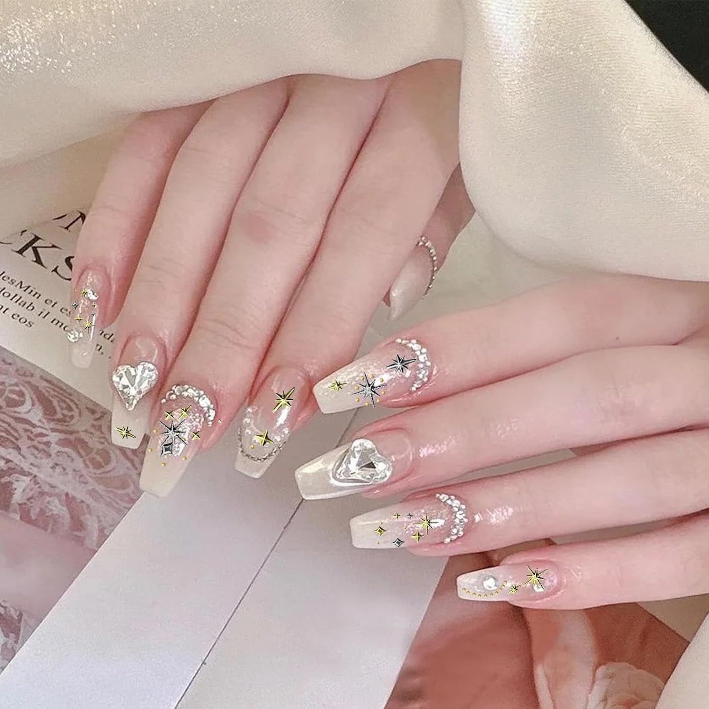 3400 Stück Goldene Und Silberne Sternperlen, Goldene Nagelanhänger, Zubehör Für Nagelschmuck, Schöne Sternnagelanhänger Für Nägel,Nagelkonst Rhinestones