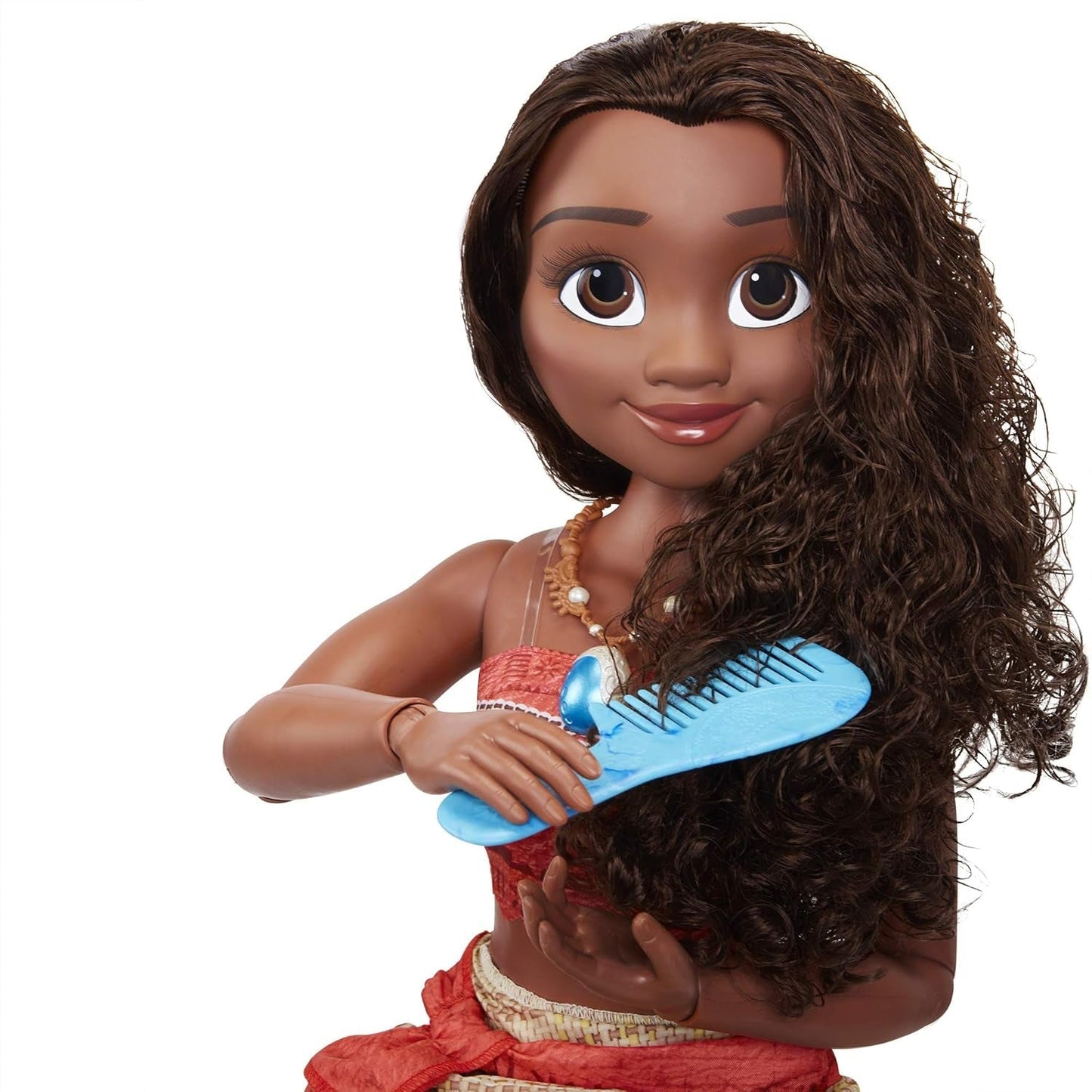 Disney Princess Moana 80cm Play Doll by Jakks Pacific Movable Doll with Brush to Comb Her Wavy Curls Filminspirerad klänning Avtagbart hänge Halsband Dolls Naty Shop