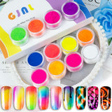 Neon Fosfor Pigment Pulver Für Nägel Lidschatten - 12 Färger Neon Nagel Glitzer Augenpulver Maniküre Halloween Neon Smink Dekoration Nail Art Staub Pigment