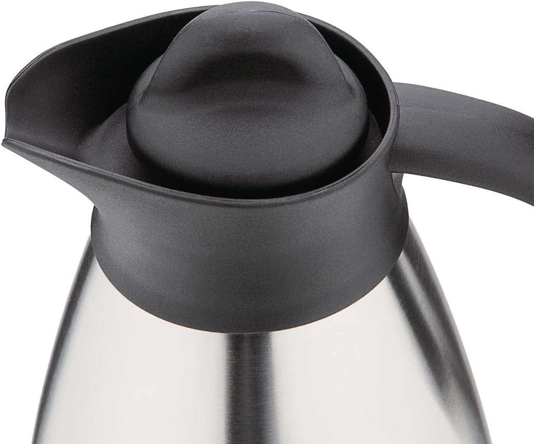 Olympia vakuummugg med skruvlock, 500ml/17oz, rostfritt stål med svart lock, mjölktryck på sidan, bufféstationer för te och kaffe, CL371