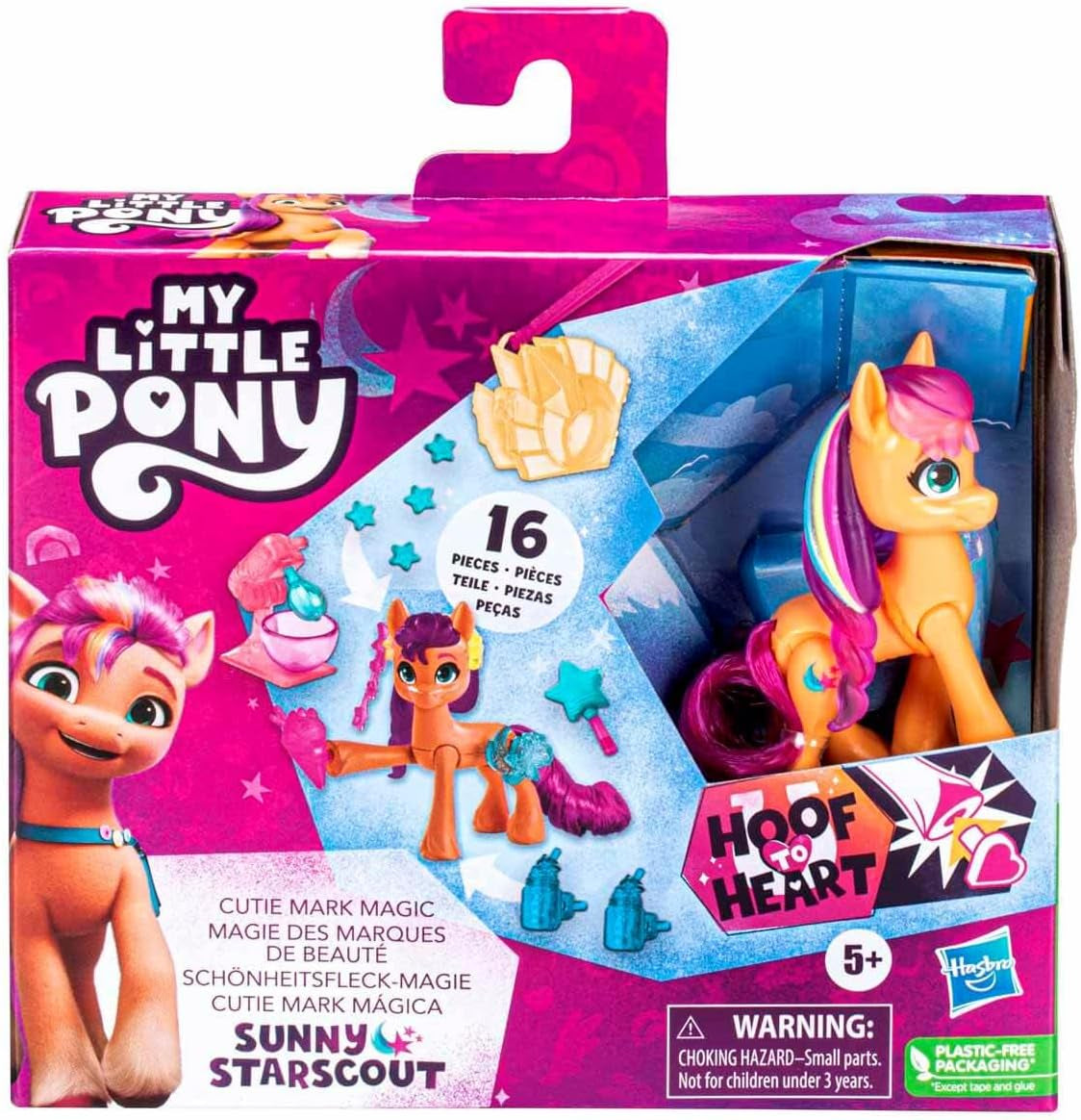 My Little Pony - Discover Your Sparkle Pony: Beauty Mark Magic Sunny Starscout, Ponny från hov till hjärta 7,5 cm, Ålder 5+, F5250, Flerfärgad
