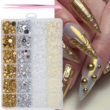GZMAYUEN 920st Guld Silver Flatback Perlen Für Nägel, Halbrunde Weiße Beige Nail Perlen, Kleine Halbrunde Flatback Perlen Für DIY Nail Art Decor