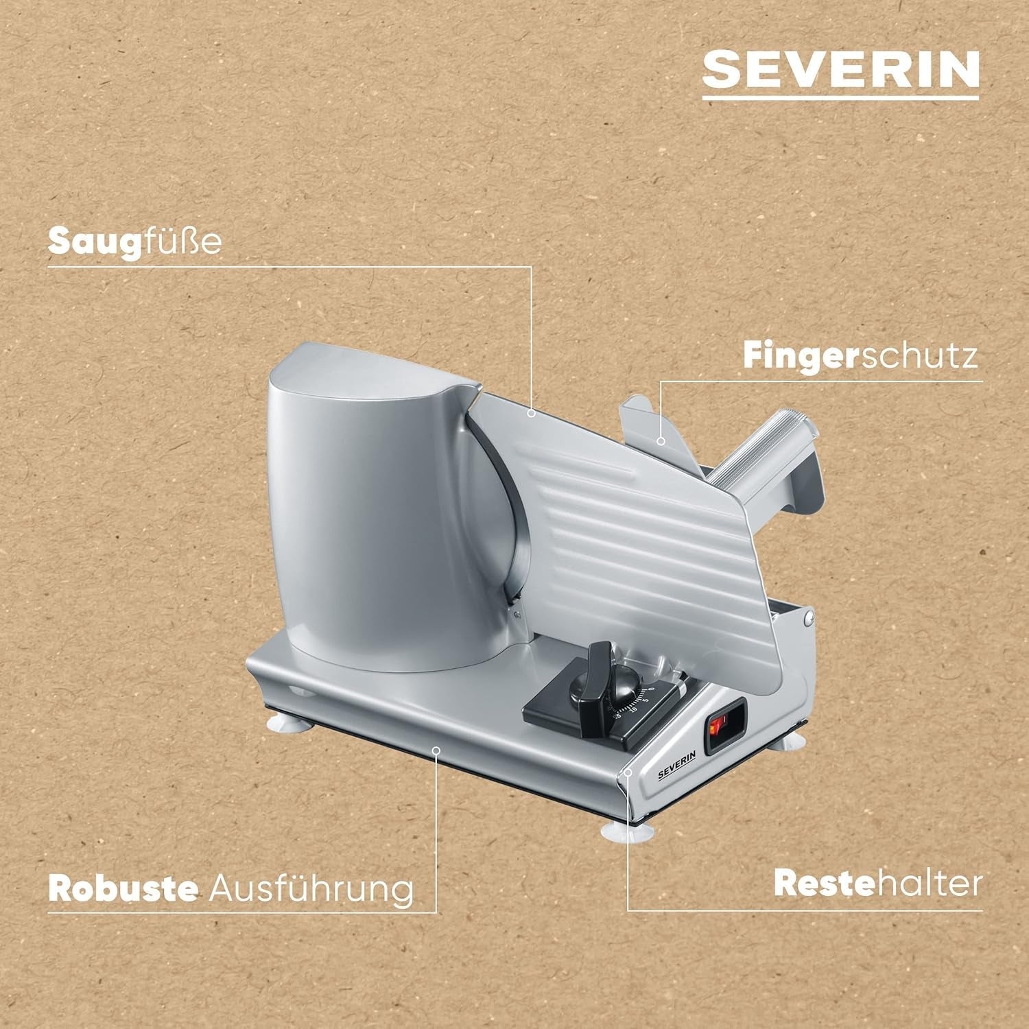 SEVERIN Multifunktionell skivare för bröd, korv eller riven ost och Naty Shop Slicers