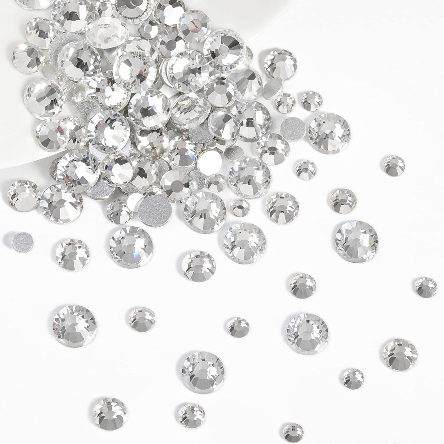 Beadsland 2500st Glas Nailart Strasssteine ​​​​Kristall Flatback Edelsteine ​​​​Runde, ​​Für Handwerk Gemischt 8 Größen SS4 ~ SS30 Mit Picking Pinzette Und Stift (Kristall Weiss)