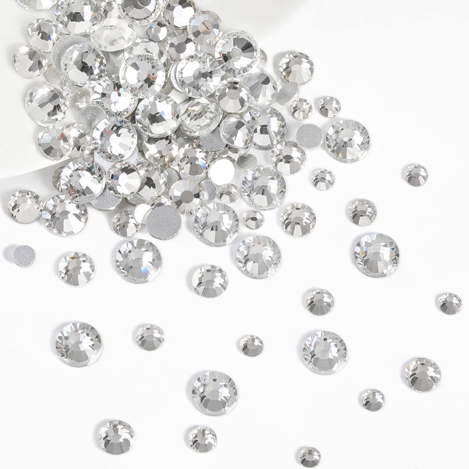 Beadsland 2500st Glas Nailart Strasssteine ​​​​Kristall Flatback Edelsteine ​​​​Runde, ​​Für Handwerk Gemischt 8 Größen SS4 ~ SS30 Mit Picking Pinzette Und Stift (Kristall Weiss)