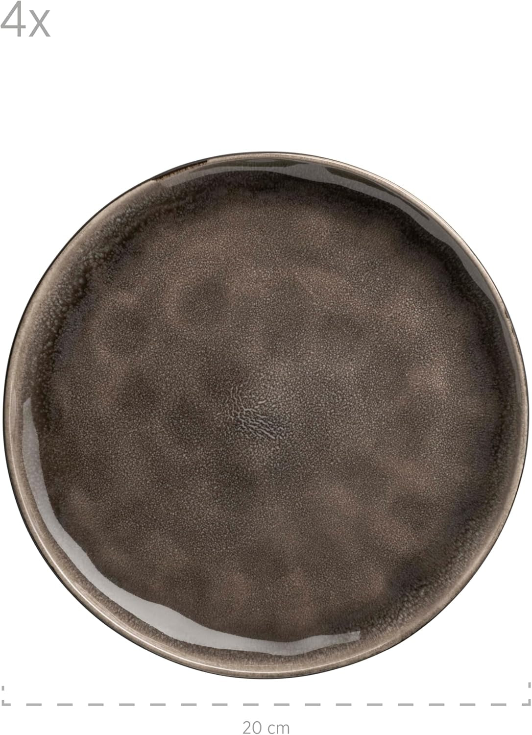 MÄSER 934073 Niara Organic Series Modern 4-personers servisset med spännande vintagelook, 16-delad kombinationsservice med en speciell svart och brun glasyrkombination, stengods