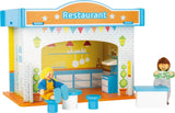 Small Foot 10852 Playhouse Restaurant Tillverkad av trä, Med 2 dockfigurer, tillbehör och avtagbart tak, Från 3 år Naty Shop Dollhouses