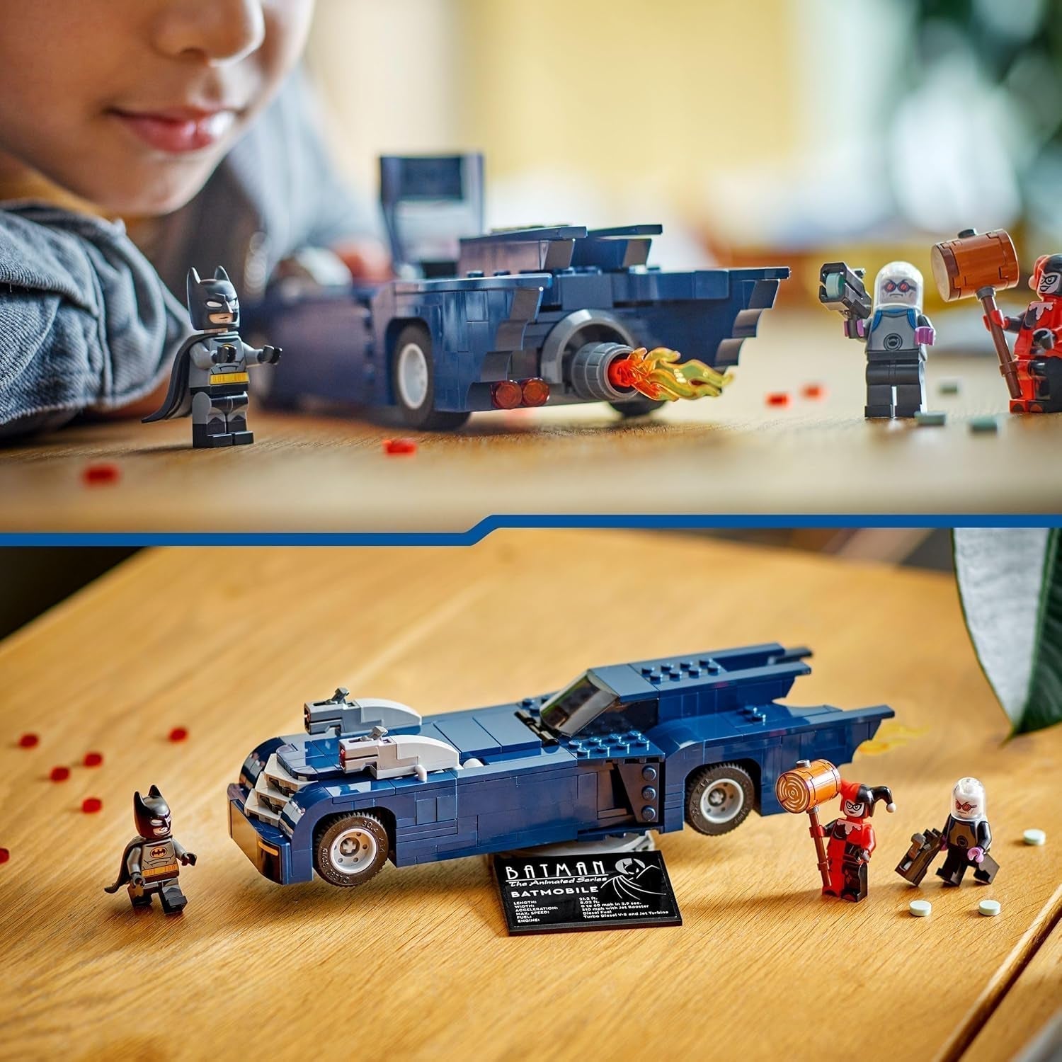 LEGO DC Batman: Batman in the Batmobile vs. Harley Quinn och Mr Freeze tecknad leksaksbil för barn Present för pojkar och flickor 8 år gamla 76274 Byggset Besuche den LEGO-Store