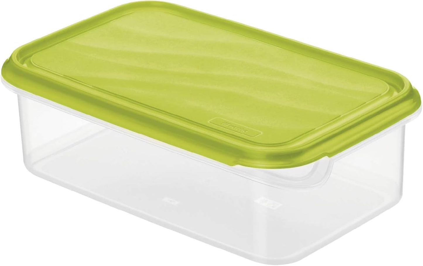 Rotho Rondo matförvaringsburk 1,5l med lock, BPA-fri plast (PP), transparent/grön, 1,5l (24,0 x 16,0 x 7,5 cm) Naty Shop matförvaringslådor 1,5L