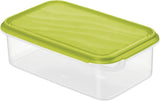 Rotho Rondo matförvaringsburk 1,5l med lock, BPA-fri plast (PP), transparent/grön, 1,5l (24,0 x 16,0 x 7,5 cm) Naty Shop matförvaringslådor 1,5L