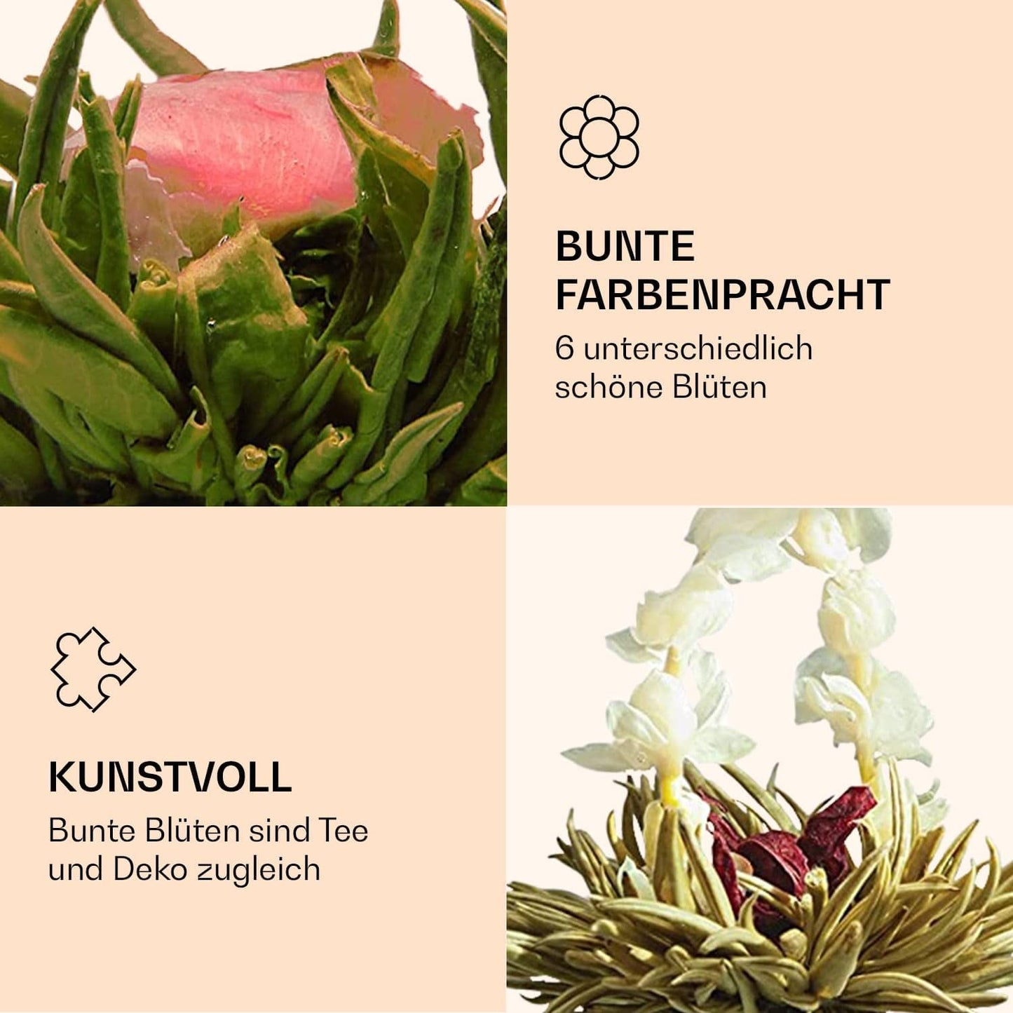Feelino Elegant 6-delad blandad låda - Feelino vita teblommor i en underbar smak- och presentask med 6 olika vita terosor, individuellt vakuumförpackade, 1 st förpackning
