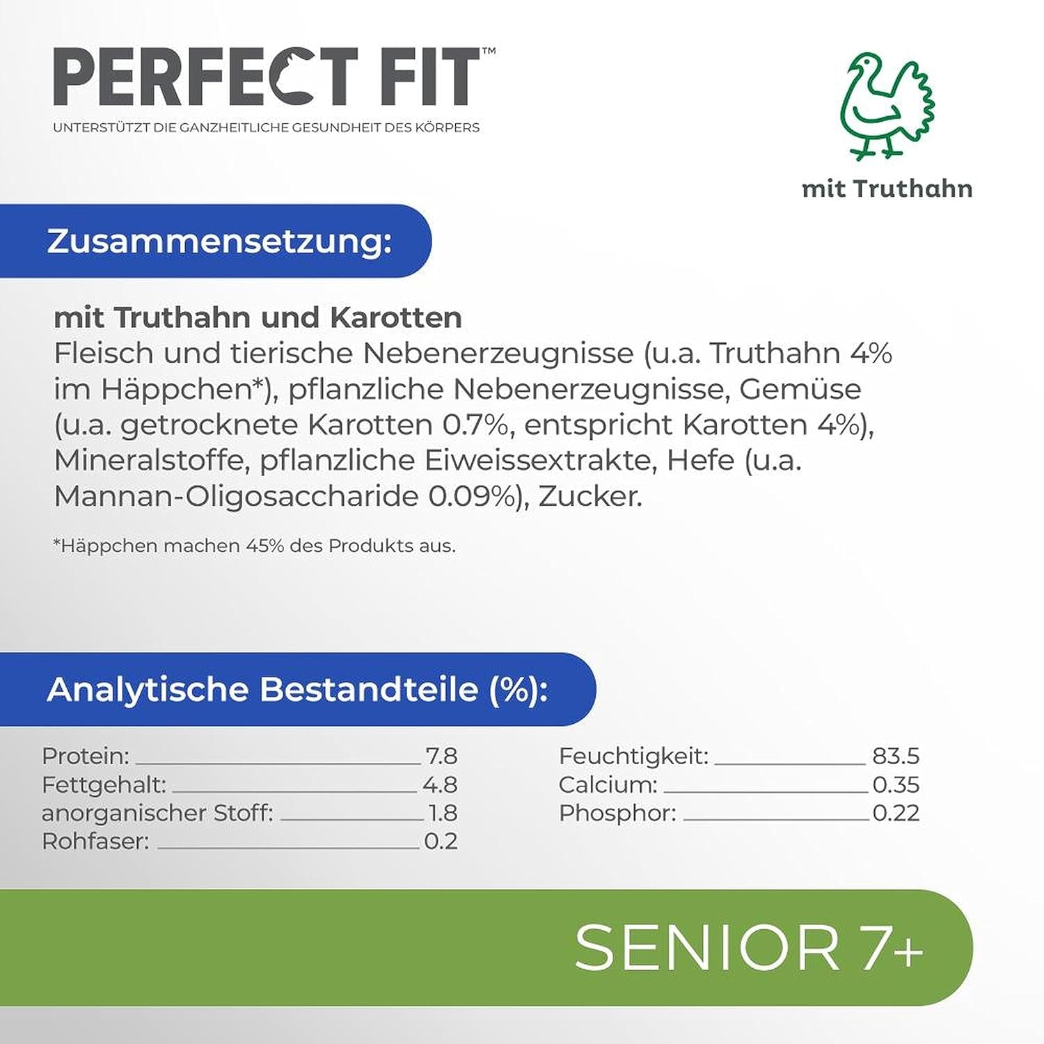 PERFECT FIT™ Portionspåsar för seniorkatt med kalkon och morötter, 12 x 85 g